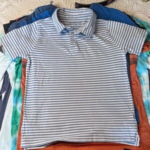 $7 PILE Crewcuts Blue and White Striped Kids Polo Shirt